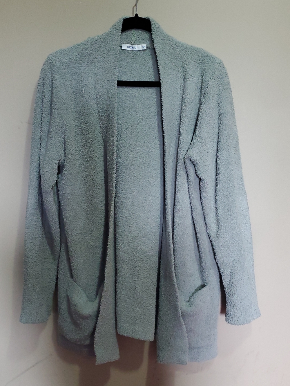 Cozy Open-Front Women's Sweater Cardigan - Light Sage Green Size Xl